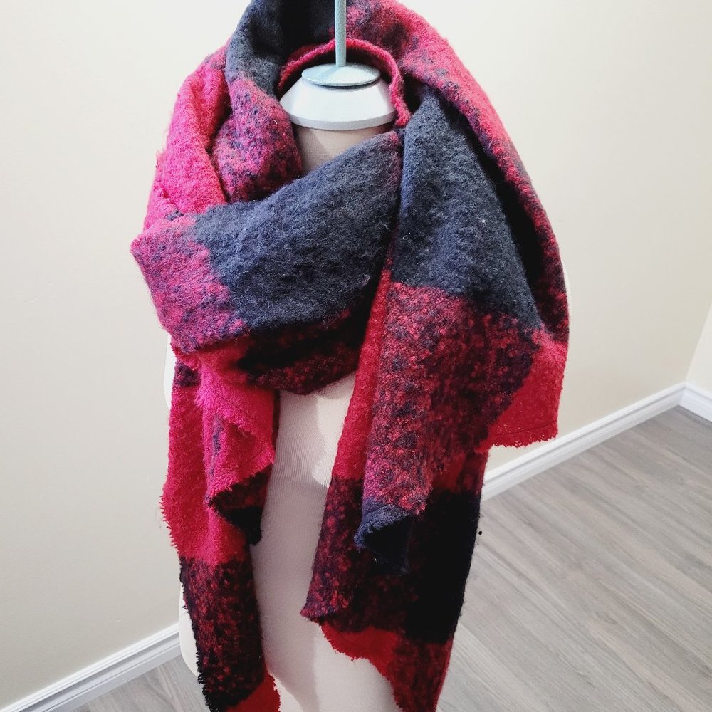 thick red flannel scarf big